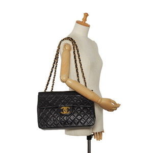 CHANEL Deca Matelasse Coco Mark Chain Shoulder Bag Black